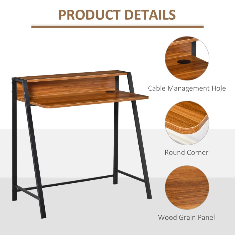 HOMCOM Writing Desk Computer Table ,Workstation Storage Shelf 84x45 (cm), Walnut