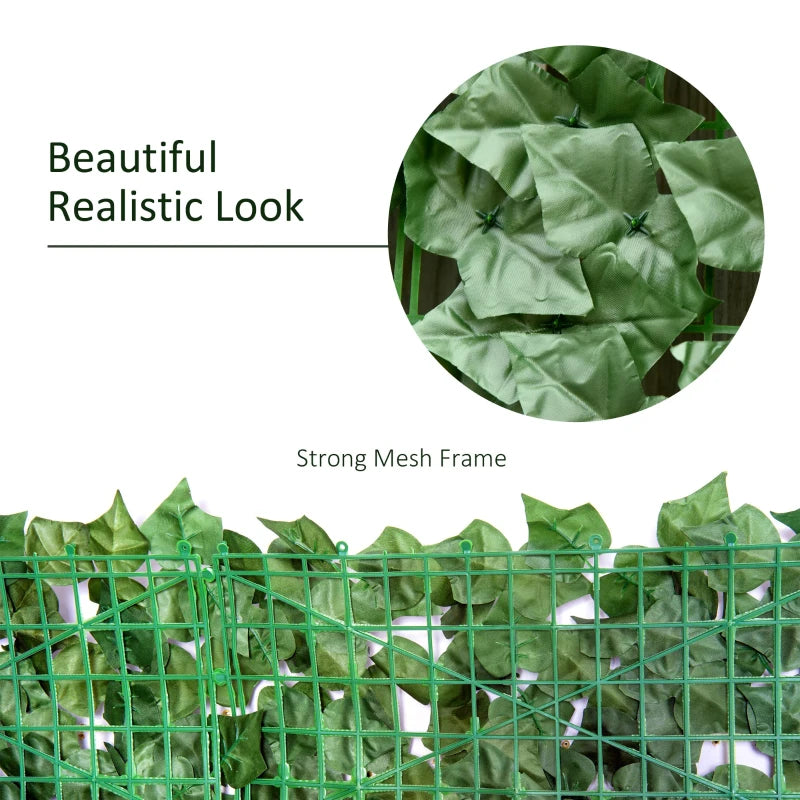 Outsunny 3M x 1M One-Piece Artificial Leaf Hedge Screen Privacy Fence Panel, Dark Green