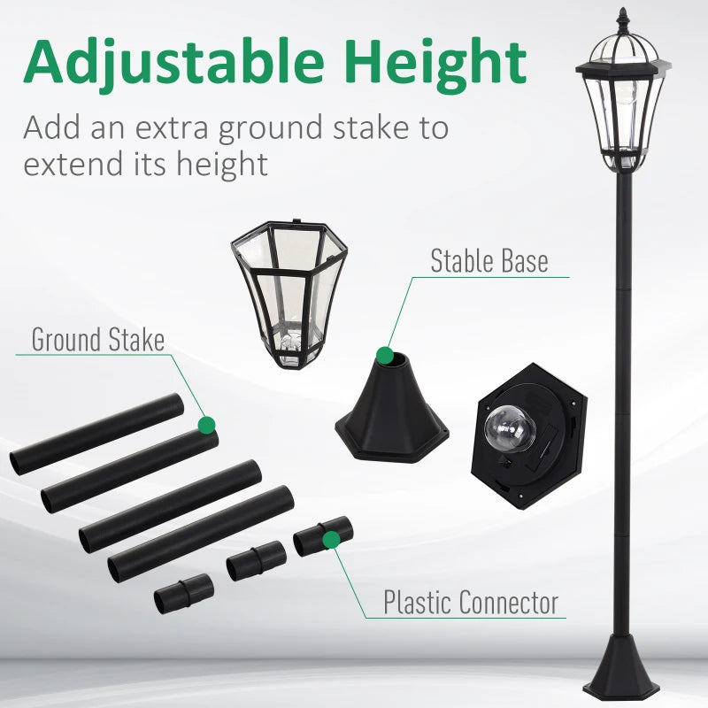 Outsunny 2 PCS LED Garden Lights, Solar Lamp Post, Water-Resist, 6 Hours Auto Switch, Black