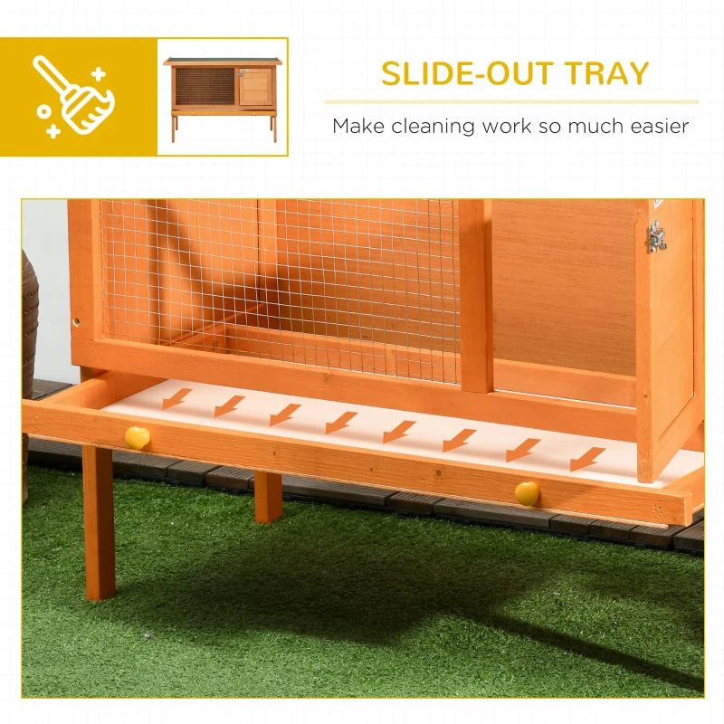 PawHut Rabbit Hutch Guinea Pig Hutch Bunny Cage Shelter Outdoor, 90 x 45 x 65cm