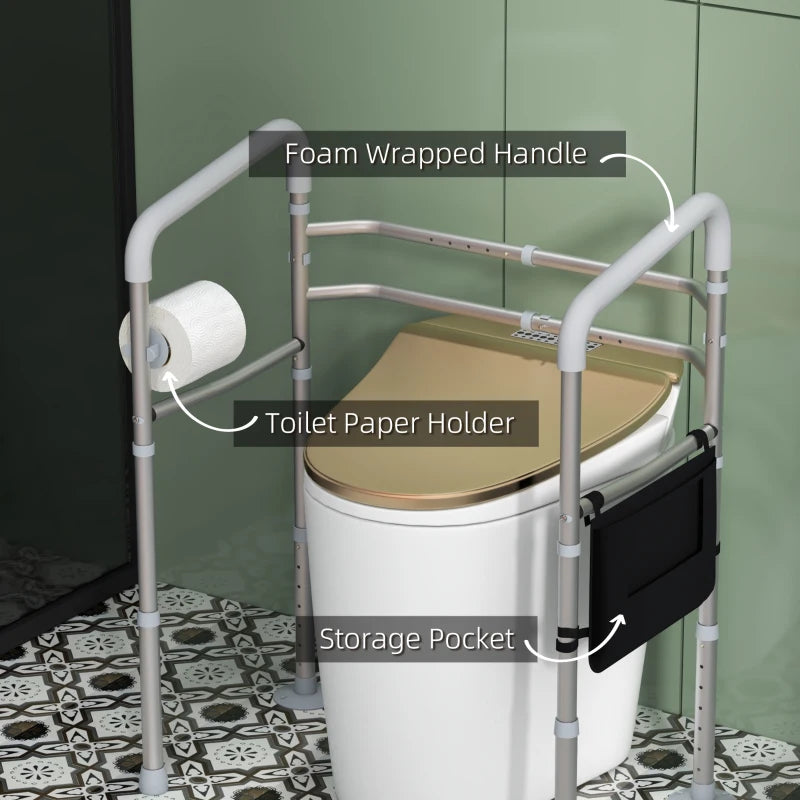 HOMCOM Adjustable Free Standing Toilet Safety Frame with Arms for Elderly Disabled