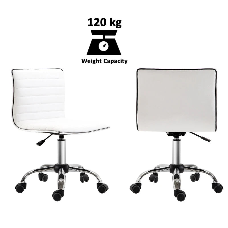 PU Leather Office Chair High Back Swivel Office Chair with Adjustable Height, White