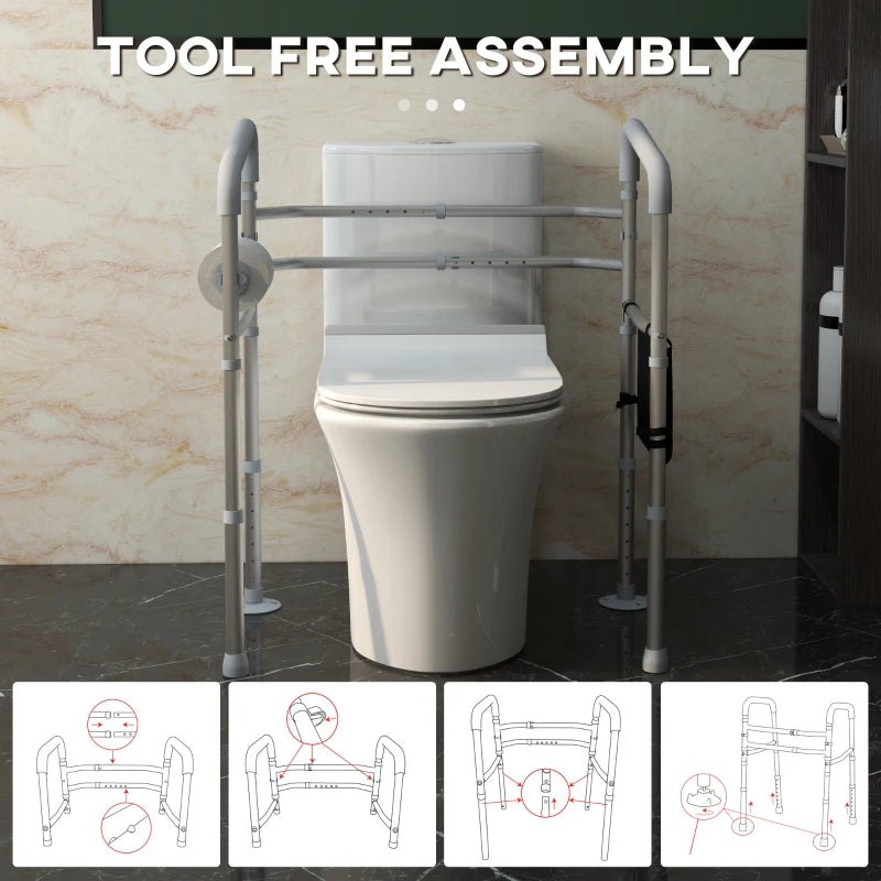 HOMCOM Adjustable Free Standing Toilet Safety Frame with Arms for Elderly Disabled