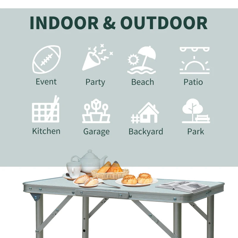 Outsunny Outdoor Patio Foldable Picnic Table 60L x 45W x 64H (cm), Silver