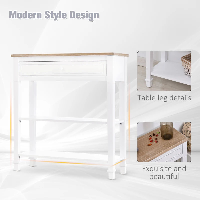 HOMCOM Console Hallway Table, 1 Drawer, 2 Shelves Worktop Handle Display Storage
