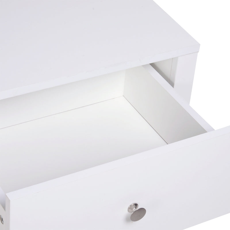 HOMCOM Modern Bedside Table, Nightstand with Drawer Shelf for Living room. White