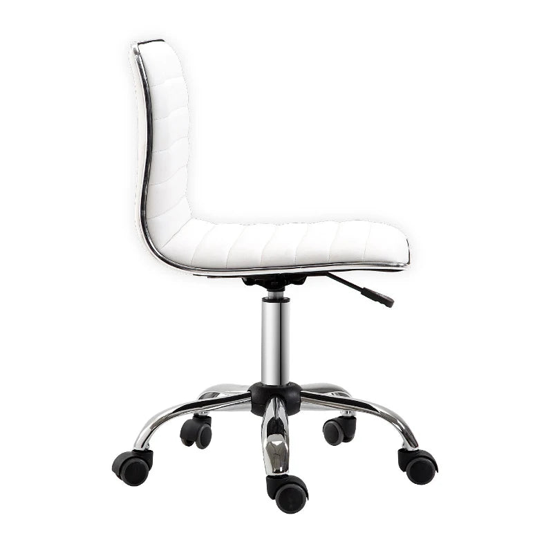PU Leather Office Chair High Back Swivel Office Chair with Adjustable Height, White