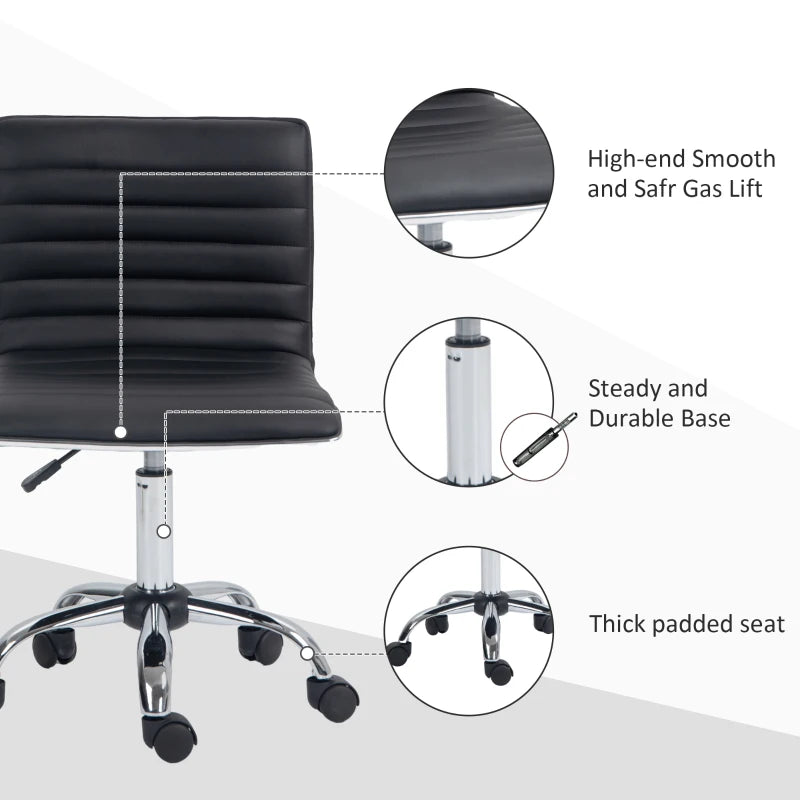 PU Leather Office Chair High Back Swivel Office Chair with Adjustable Height, Black