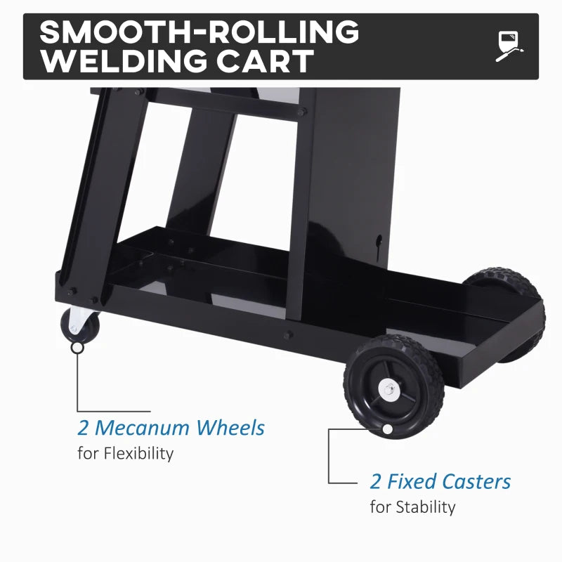 DURHAND Welding Cart for Tank Gas Bottles, Trolley with Safety Chain and Wheel, Black