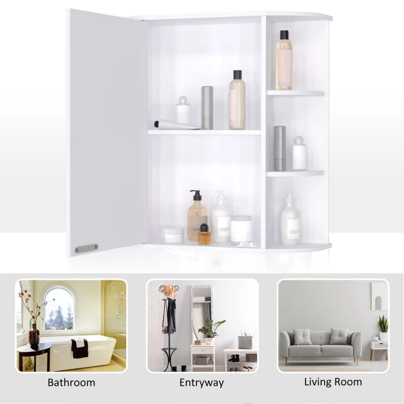 HOMCOM 2-Tier Wall Mounted Bathroom Cabinet with Mirror Single Door Storage, White