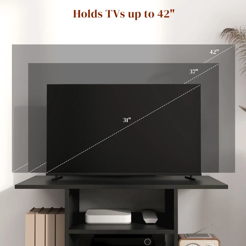HOMCOM Moveable Modern TV Cabinet Stand Storage Shelves Table Bookshelves, Black