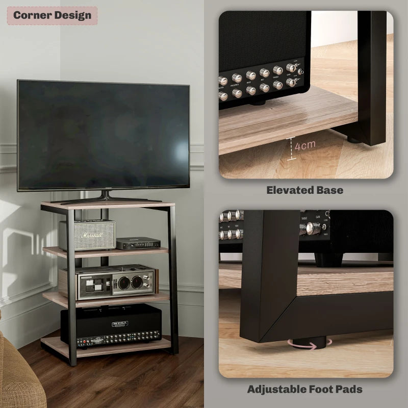 HOMCOM Adjustable HiFi Rack Stand with Four Storage Melamine Coated Shelves, Grey