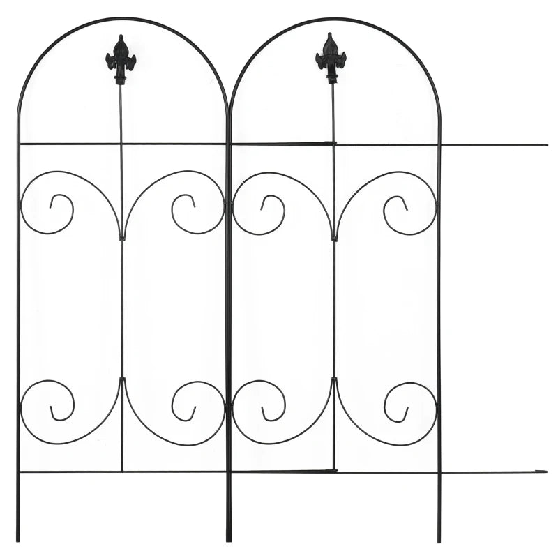 Outsunny Decorative Garden Fencing, 8PCs 44in x 12.5ft, Rustproof Border Edging, Black