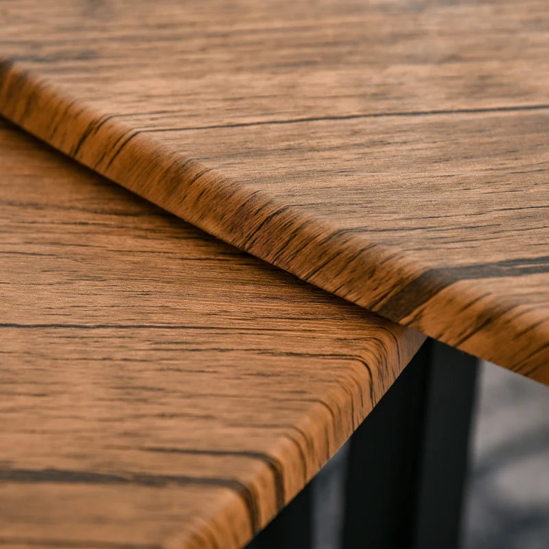 HOMCOM Set of 3 Coffee Table, Nesting Tables with Metal Legs, Walnut, Wood Grain