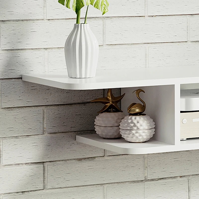 HOMCOM Floating TV Unit Stand, Wall Mounted Media Console with Storage Shelf, White
