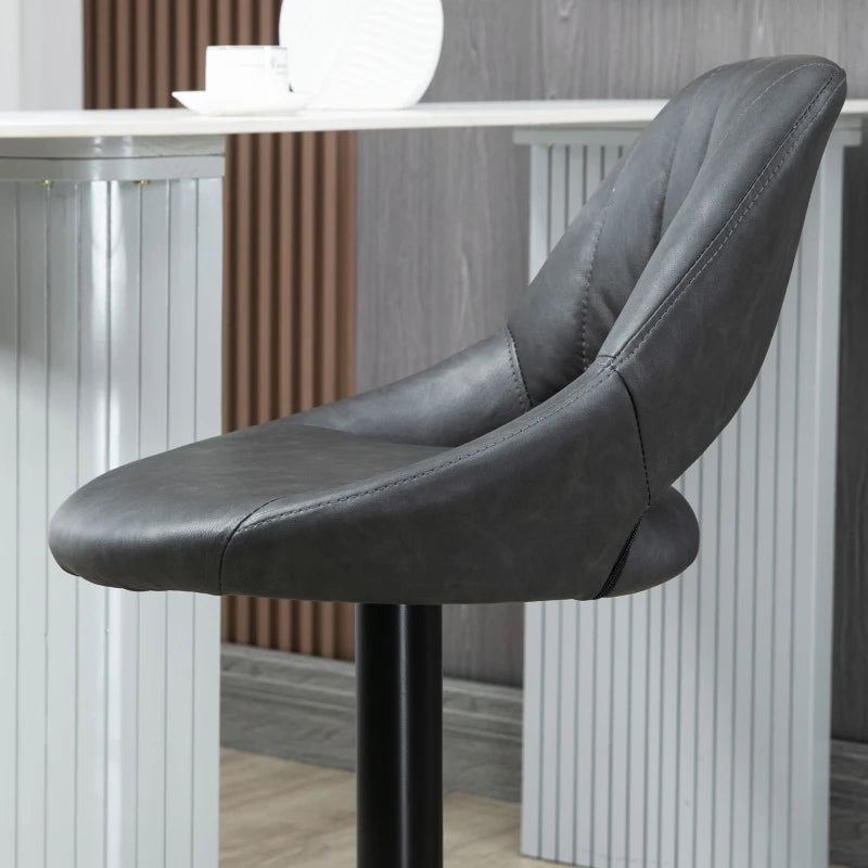 HOMCOM Set of 2 Adjustable Swivel Gas Lift PU Leather Counter Chairs with Footrest