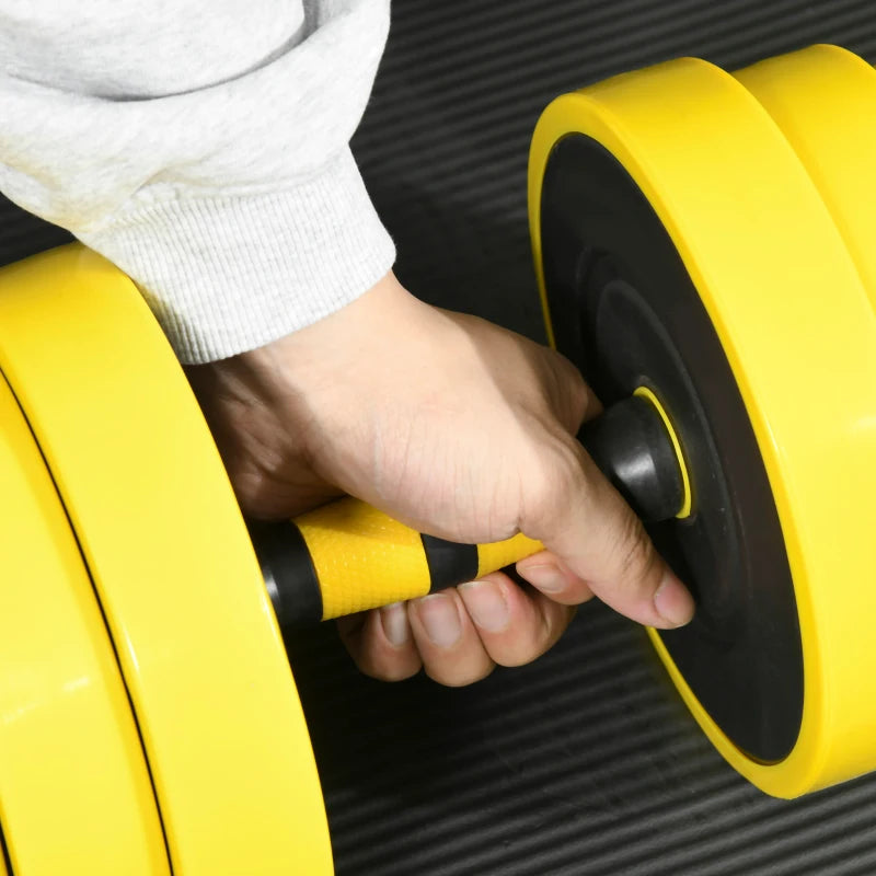 HOMCOM 25KG Dumbbell & Barbell Adjustable Set Plate Bar Clamp Rod Ergonomic, Yellow/Black