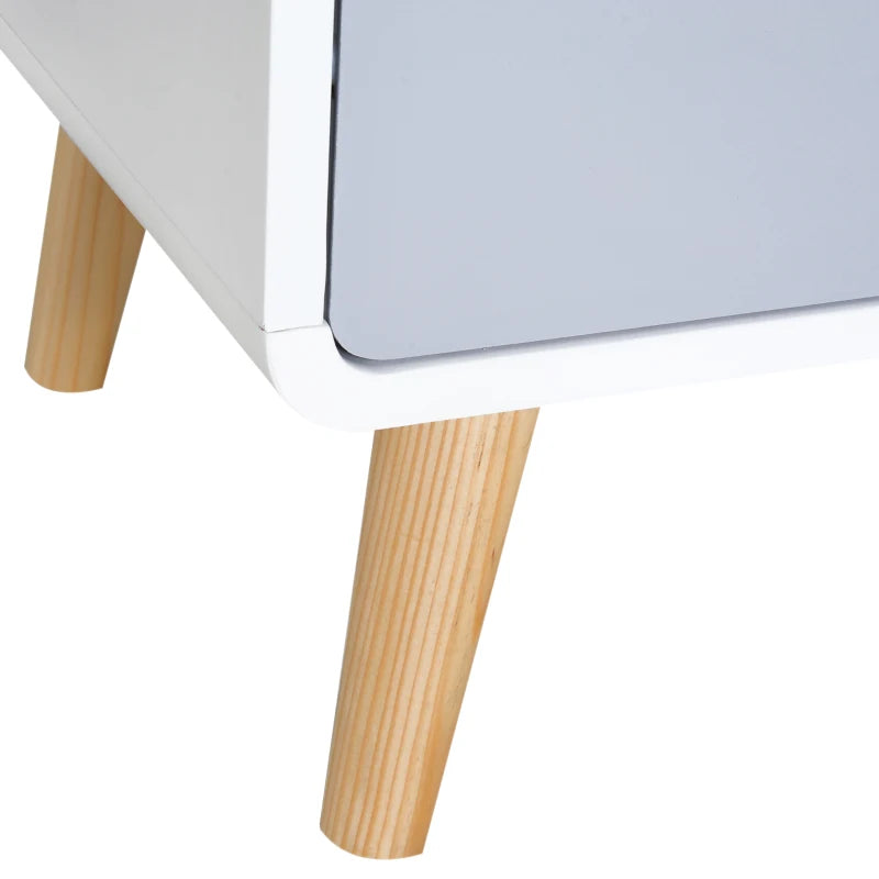 HOMCOM Wooden Bedside Table Nightstand With Drawer Wood Lamp Desk Storage, Nordic Style