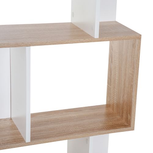 Homcom 5 Tier S-Shaped Organizer Trendy Display Shelving Stylish Storage Natural