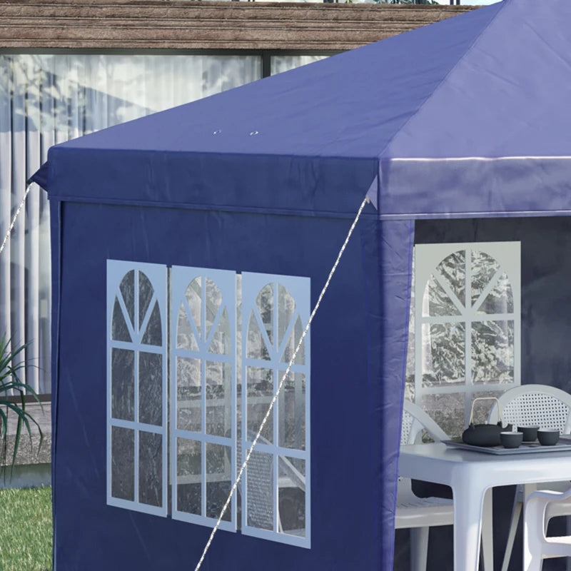 Outsunny 3m x 6m Pop Up Gazebo Marquee Party Tent with Sidewalls and Storage Bag, Blue
