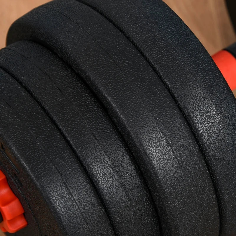 HOMCOM 25kg 2 IN 1 Adjustable Dumbbells Weight Set, Barbell for Body Fitness, Black