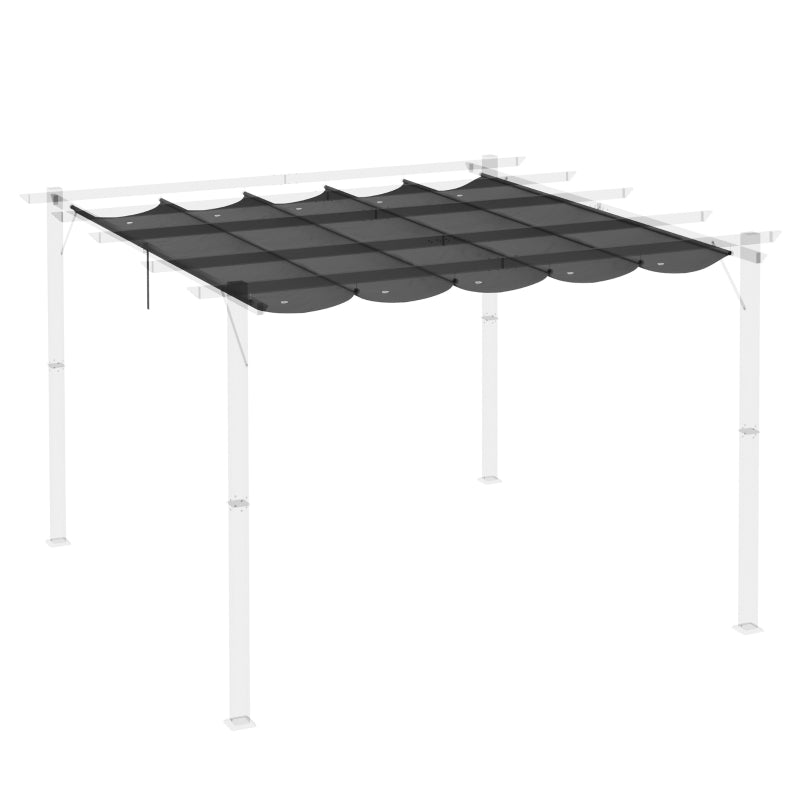 Outsunny Retractable Pergola Cover, Replacement Canopy Fabric 3 x 3 m, Dark Grey