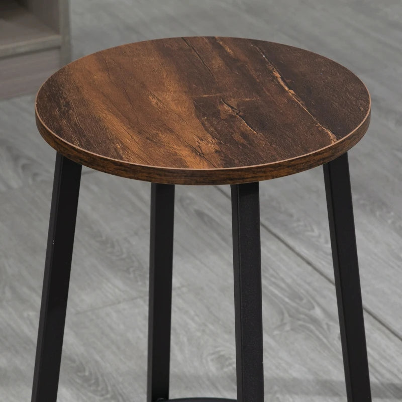 HOMCOM Set of 2 Bar Stools with Sturdy Steel Frame, 65cm High Seat, Rustic Brown