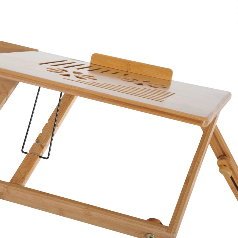 HOMCOM Portable Laptop Desk Notebook Tray, Bed Table with Drawer Adjustable & Foldable