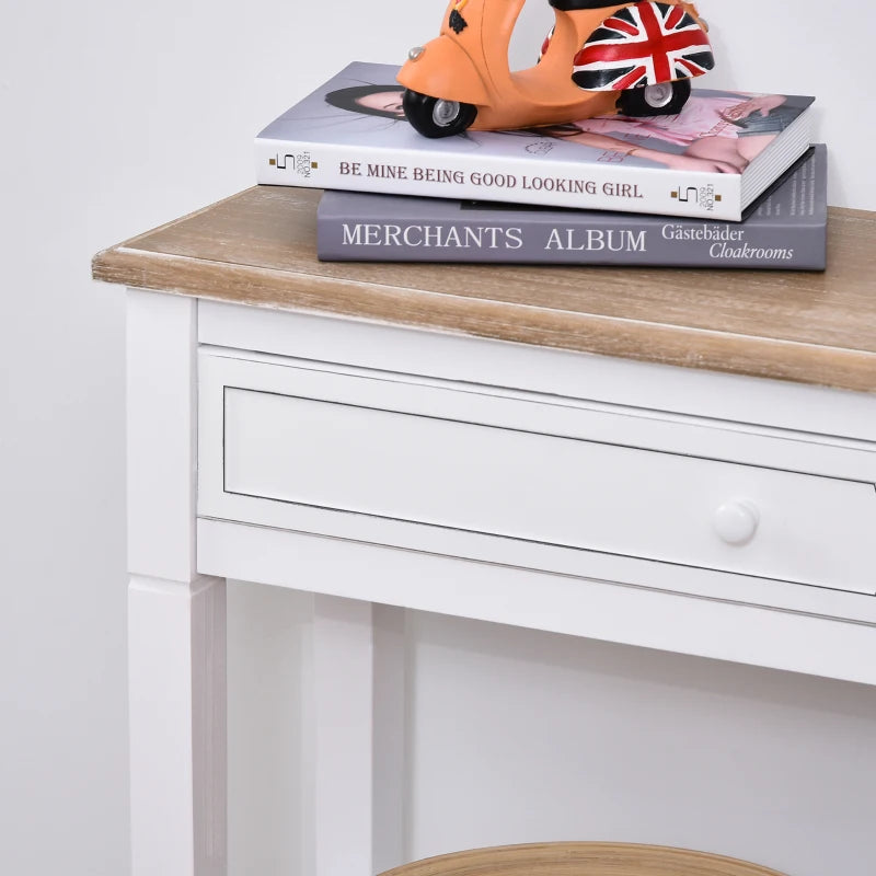 HOMCOM Console Hallway Table, 1 Drawer, 2 Shelves Worktop Handle Display Storage