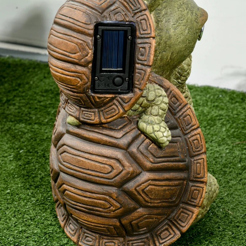Outsunny Vivid 2 Tortoises Garden Statue with Solar LED Light, Ornament Art Sculpture