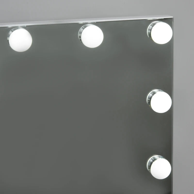 HOMCOM Hollywood Mirror with Lights for Makeup, with 12 Dimmable LED Bulbs, White