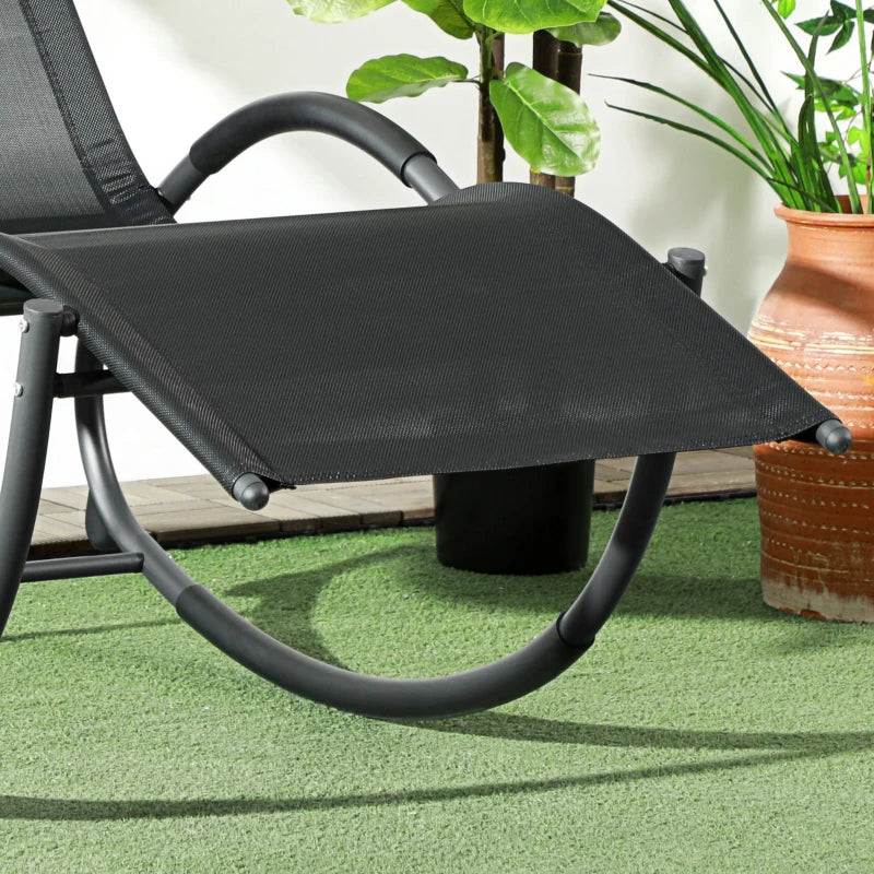Outsunny Steel Frame Rocking Lounger Zero Gravity Rocker Chair with Pillow, Black