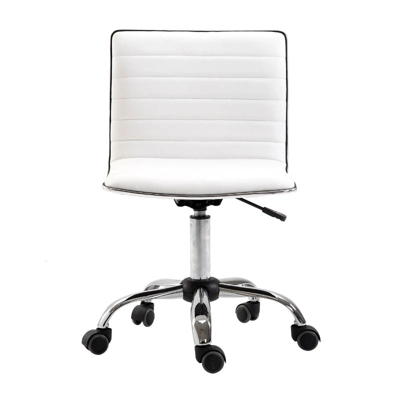 PU Leather Office Chair High Back Swivel Office Chair with Adjustable Height, White