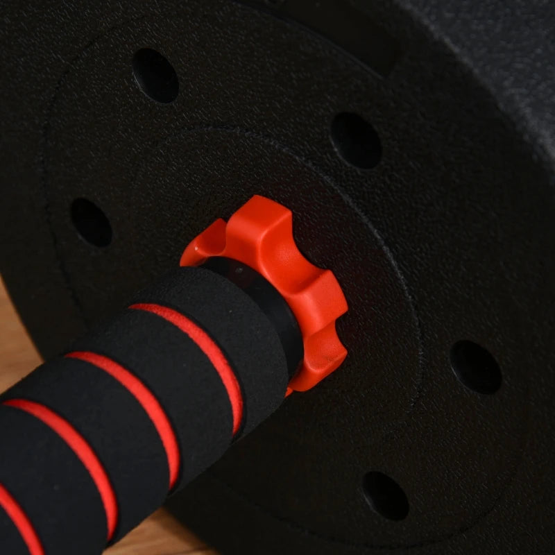 HOMCOM 25kg 2 IN 1 Adjustable Dumbbells Weight Set, Barbell for Body Fitness, Black