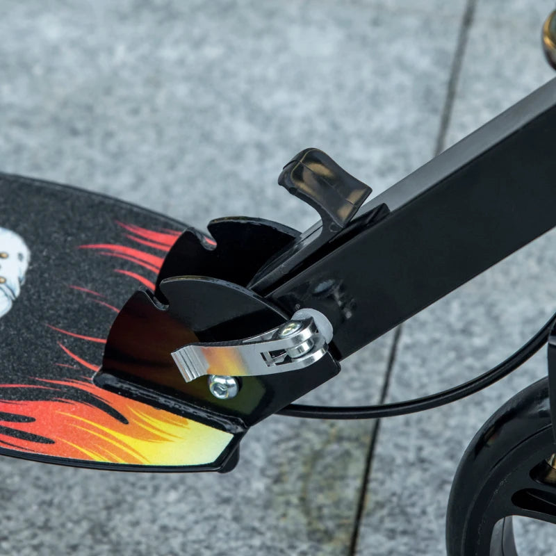 HOMCOM Kids Foldable Kick Scooter with Break, Big Wheels for 7-14 Years, Black