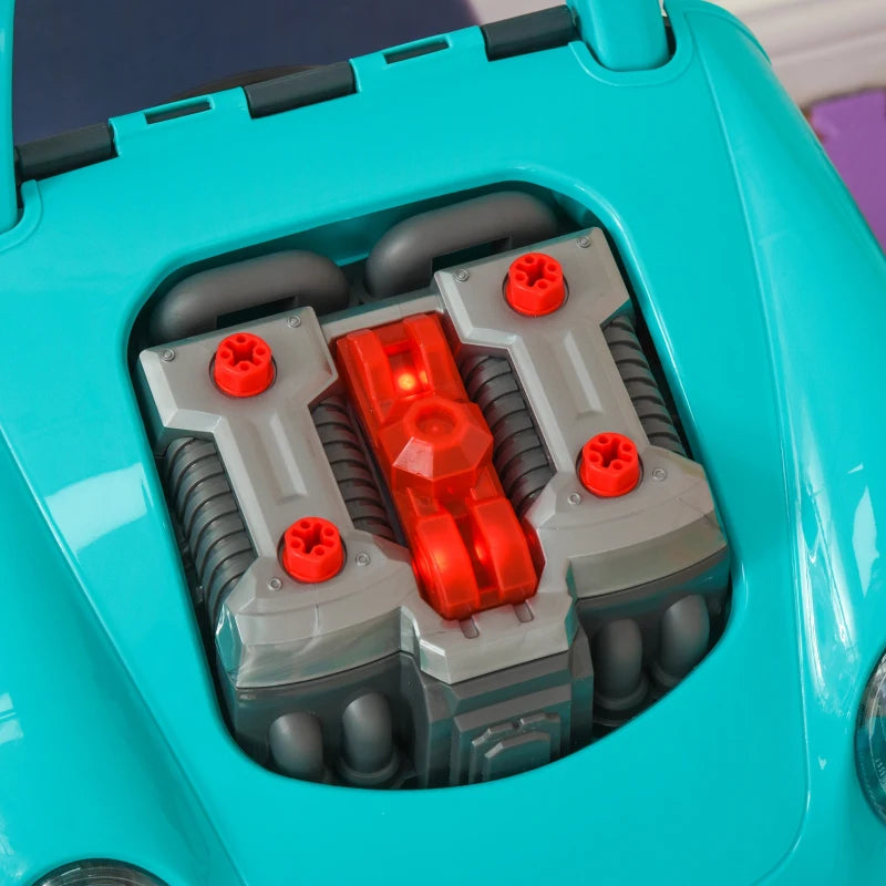 HOMCOM Kids Truck Engine Toy Set with Horn, Light, and Car Key, for 3-5 Years, Blue
