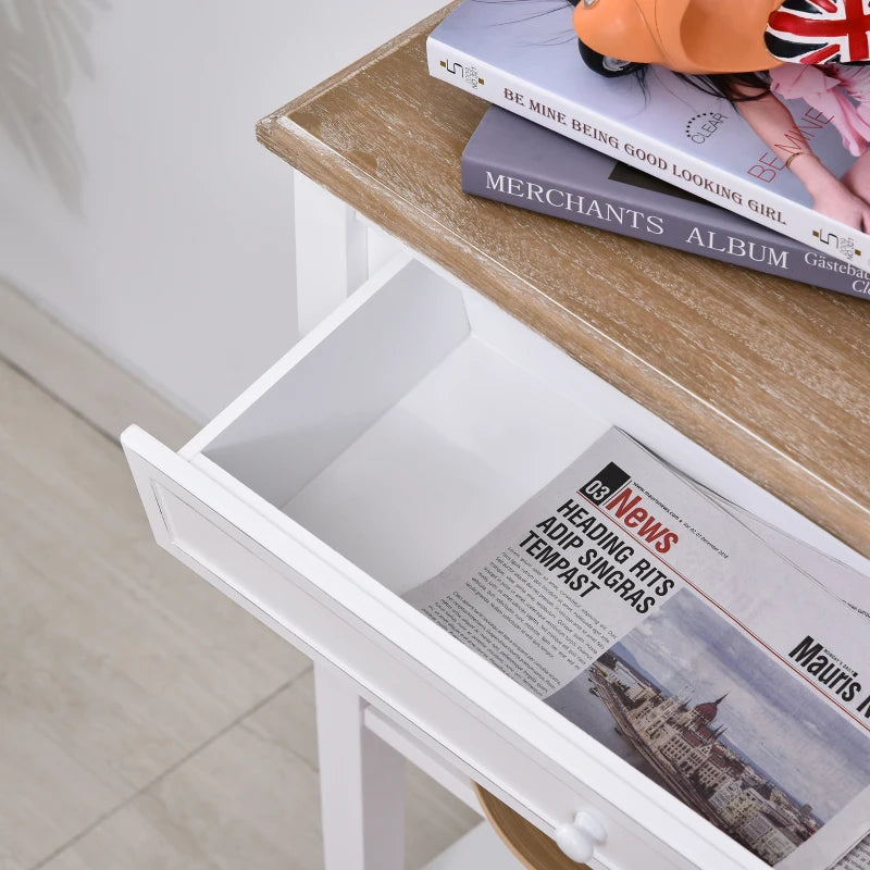 HOMCOM Console Hallway Table, 1 Drawer, 2 Shelves Worktop Handle Display Storage