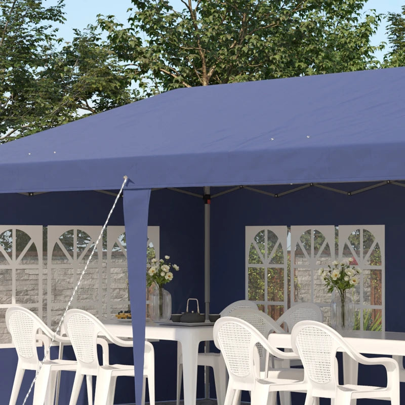 Outsunny 3m x 6m Pop Up Gazebo Marquee Party Tent with Sidewalls and Storage Bag, Blue