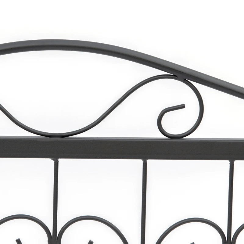 Outsunny 4 Pcs Metal Decorative Garden Picket Fencing Panels Outdoor Patio, Black