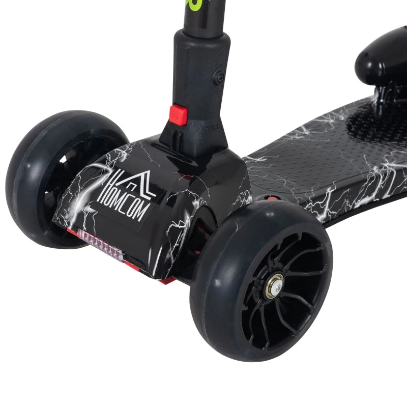 HOMCOM Kids 3 Wheel Plastic Scooter Adjustable Height with Engine-Look Spray, Black