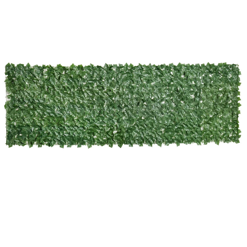 Outsunny 3M x 1M One-Piece Artificial Leaf Hedge Screen Privacy Fence Panel, Dark Green