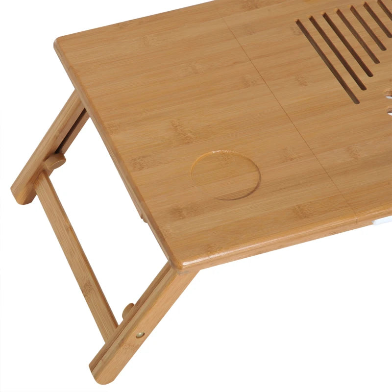HOMCOM Portable Laptop Desk Notebook Tray, Bed Table with Drawer Adjustable & Foldable
