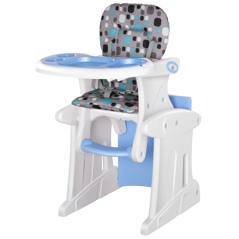 HOMCOM HDPE 3-in-1 Baby Booster High Top Chair w/ with anti-slip feet, Blue