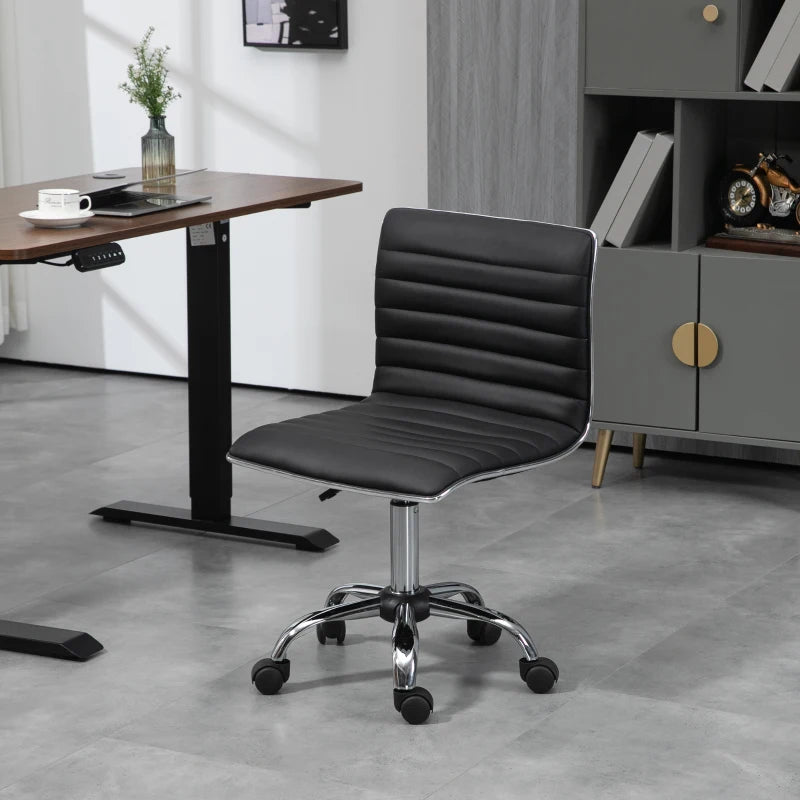 PU Leather Office Chair High Back Swivel Office Chair with Adjustable Height, Black