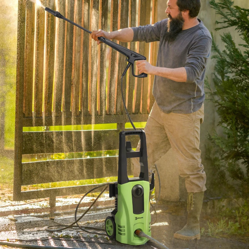 DURHAND 1800W/150 Bar High-Pressure Washer with 510 L/h Flow and 6M Hose, Green