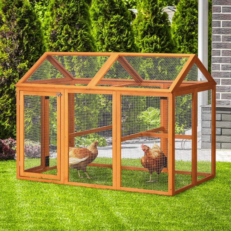 PawHut Large Chicken Run, Wooden Chicken coop, with Combinable Design, Wood Effect