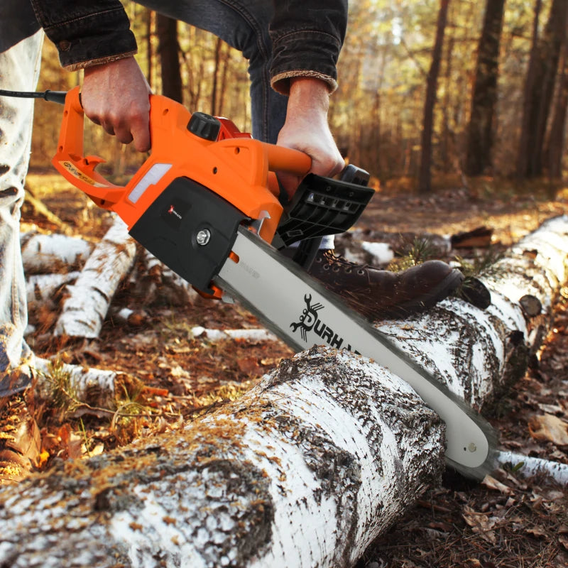 DURHAND Aluminium Electric Chainsaw with Double Brake and Cover 2000W, 40 cm, Orange