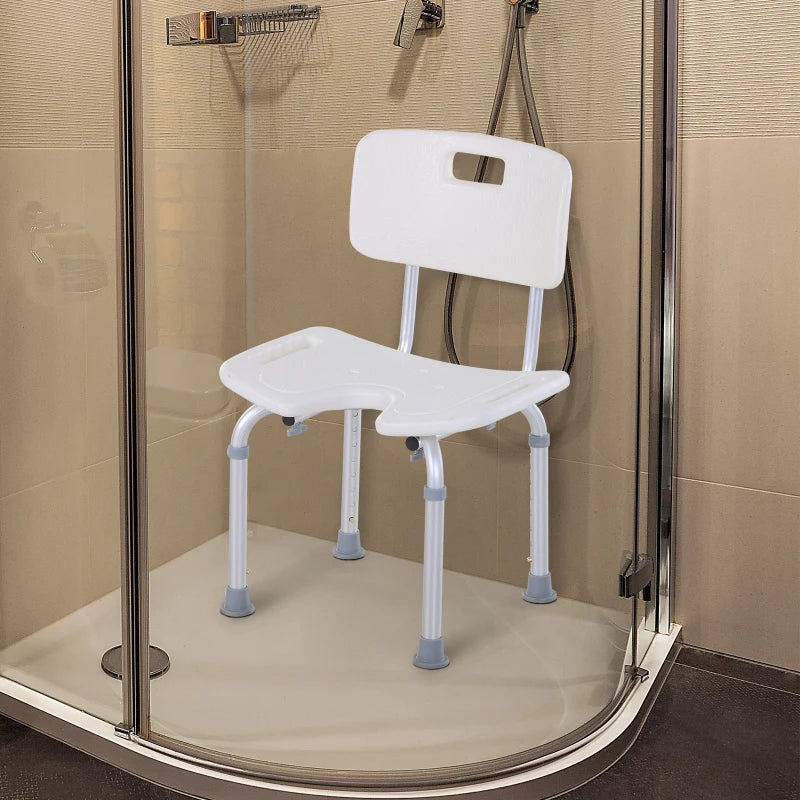 HOMCOM Aluminium Multipurpose Height Adjustable Shower Chair with Non-Slip Feet