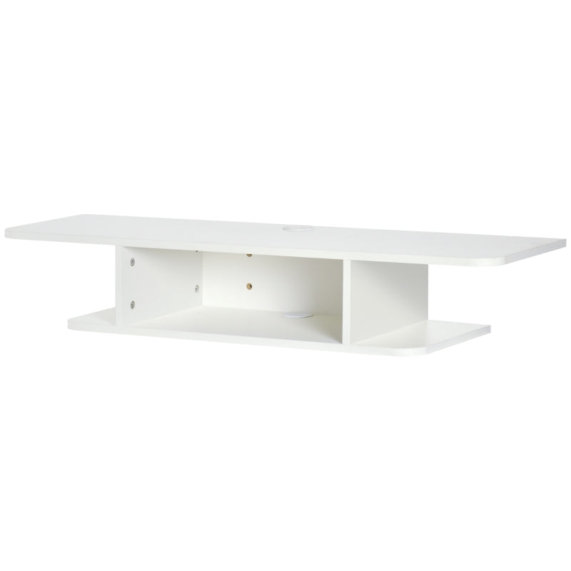 HOMCOM Floating TV Unit Stand, Wall Mounted Media Console with Storage Shelf, White