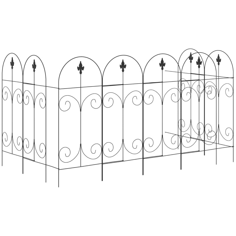 Outsunny Decorative Garden Fencing, 8PCs 44in x 12.5ft, Rustproof Border Edging, Black